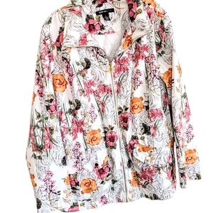 Style & Co Sport Floral Full-Zip Windbreaker Jacket - Large